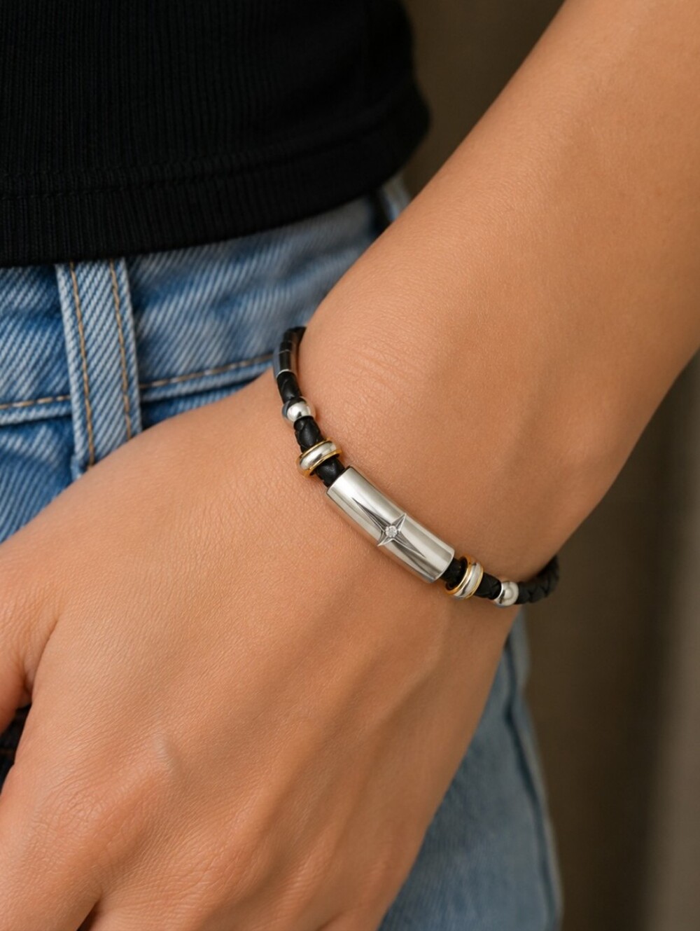 Protection And Strength" Granddaughter Leather Bracelet